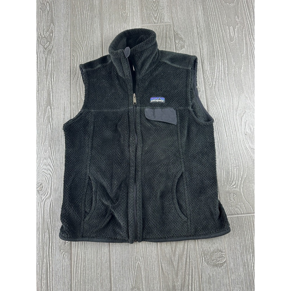Patagonia Womens Black Fleece Fuzzy Vest Full Zip STY25445 Small